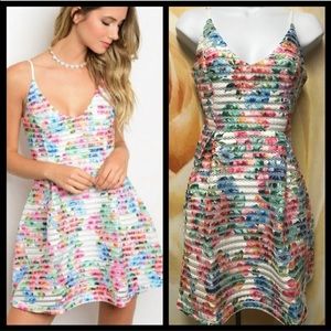 Adorable colorful fit and flare dress